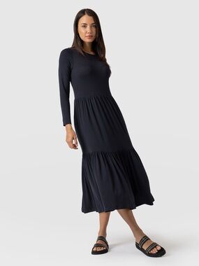 Saint + Sofia Greenwich Dress Long Sleeve - Navy, size 4